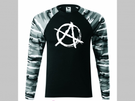 Anarchy áčko v krúžku pánske tričko (nie mikina!!) s dlhými rukávmi vo farbe " metro " čiernobiely maskáč gramáž 160 g/m2 materiál 100%bavlna
